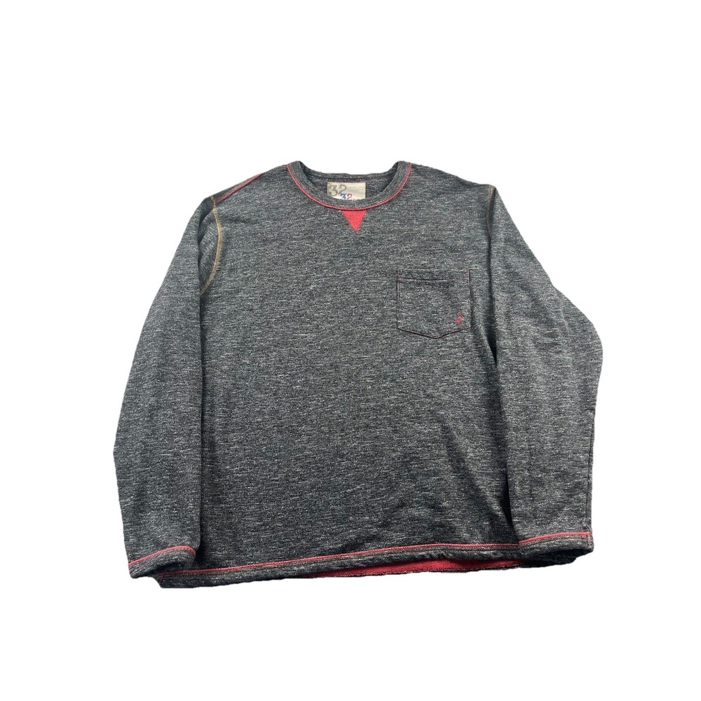 32 Bar‎ Blues Sweatshirt French Terry Pullover Crewneck Gray Red Trim Men's XXL